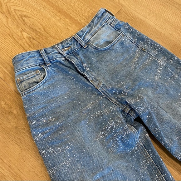 BERSHKA Glitter Rhinestone jeans size 2 - Picture 6 of 7
